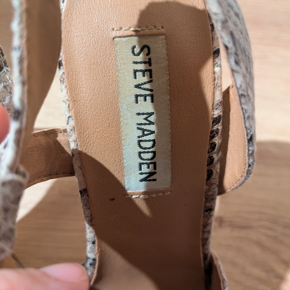 Steve Madden Women's Snakeskin Heels - Cream and Brown - Picture 2 of 10